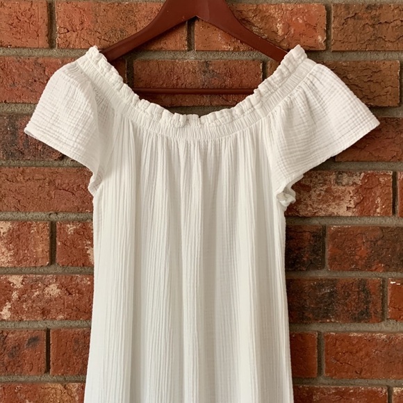 Zara White Gauzy Off the Shoulder Dress - Picture 3 of 7